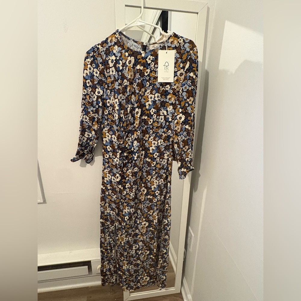 Sezane Midi 70s Floral Dress NWT Size 10 - Picture 3 of 4